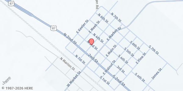 Map showing Texline Senior Citizens at 100 N 3rd St, Texline, TX