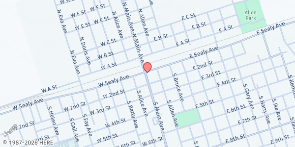 Map showing Ward County Greater Works, Inc at 112 E. Sealy Ave., Thorntonville, TX
