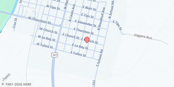 Map showing Three Rivers Pastors Fellowship at 404 E. Church St., Three Rivers, TX