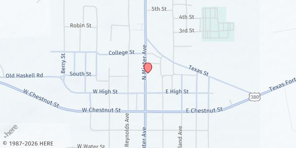 Map showing Thockmorton County Senior Citizens at 218 N Minter Ave, Throckmorton, TX