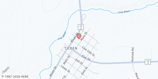 Map showing McMullen County Food Pantry at 200 Water St., Tilden, TX