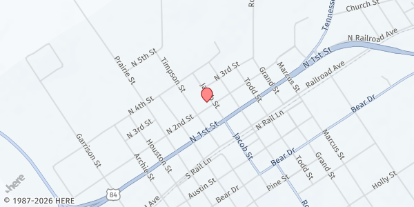 Map showing Food For Thought/First Baptist Church at 700 N. 2nd St., Timpson, TX