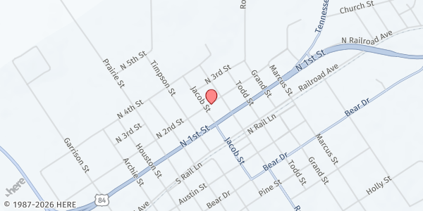 Map showing Timpson Food Pantry at 700 N 2nd St, Timpson, TX