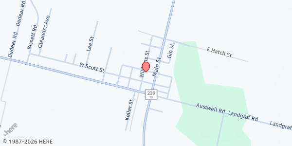 Map showing Tivoli Presbyterian Church at 208 Williams St, Tivoli, TX