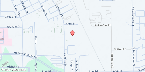 Map showing St. Anne Church at 1111 S. Cherry St., Tomball, TX