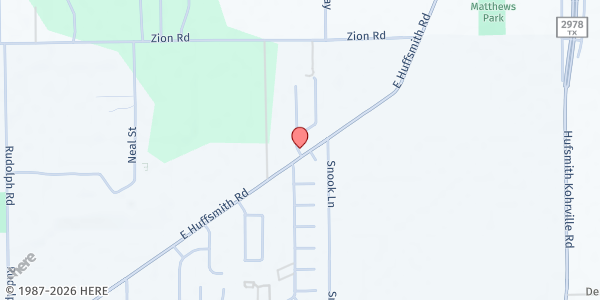 Map showing The Gathering Church Pantry at 1047 E Hufsmith Rd, Tomball, TX