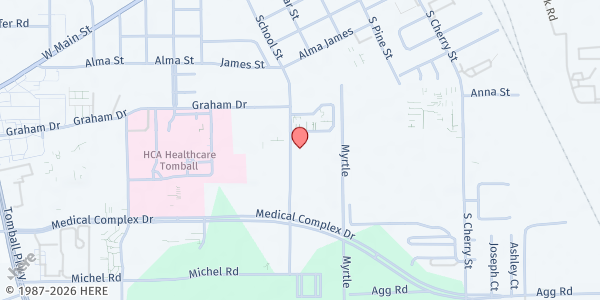 Map showing TOMAGWA HealthCare Ministries at 455 School St, Tomball, TX