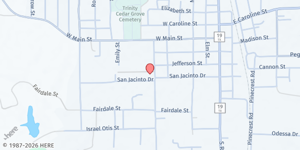 Map showing Martin Senior Services Center at 400 Walker St., Trinity, TX