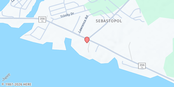 Map showing Sebastopol Congregational Methodist Church at 120 Bellamy Dr, Trinity, TX