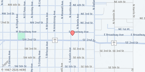 Map showing Joseph's Storehouse at 111 S. Austin Ave., Tulia, TX