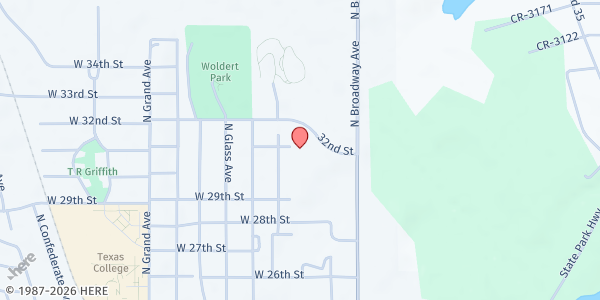 Map showing Bethel Bible Church - Hope Campus at 504 W. 32nd St., Tyler, TX