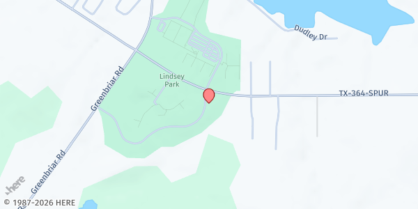 Map showing Lindsey Park at 12557 TX-364 Spur W., Tyler, TX