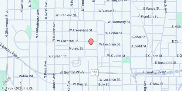 Map showing New Jerusalem Baptist Church at 1300 N. Border, Tyler, TX