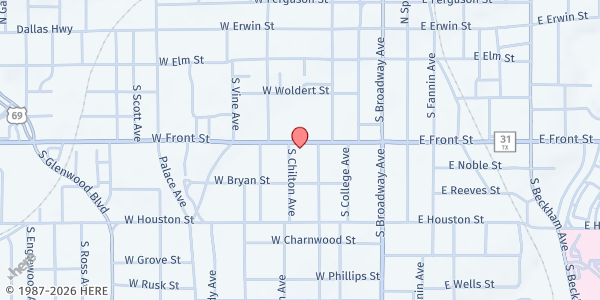 Map showing PATH - Tyler at 402 W. Front, Tyler, TX