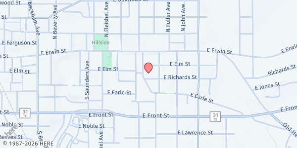 Map showing St. Paul Children's Services Food Pantry at 1358 E. Richards St., Tyler, TX
