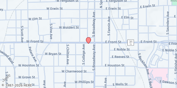 Map showing St. Vincent de Paul - Tyler at 410 S. College Ave., Tyler, TX