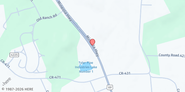 Map showing Swan Food Pantry at 11364 US Hwy 69, Tyler, TX