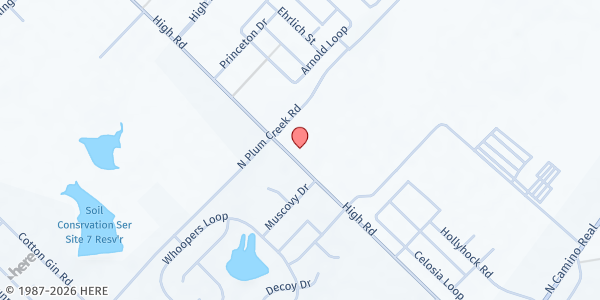 Map showing Uhland Mobile Pantry at 2331 High Road, Uhland, TX