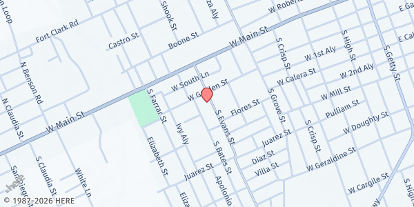 Map showing Uvalde Food Pantry at 211 Evans St., Uvalde, TX