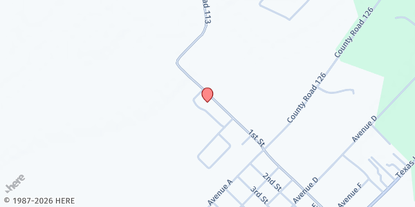Map showing FBGC Mobile Pantry at former O. H. Herman Jr. High School at 719 1st St E., Van Vleck, TX