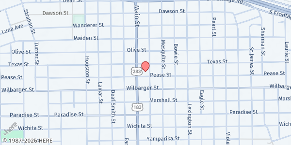 Map showing Farmers Market Association Vernon at 1700 Pease St, Vernon, TX