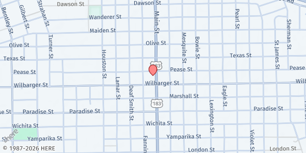 Map showing United Samaritains Service of Vernon (USSV) at 1708 Main St, Vernon, TX