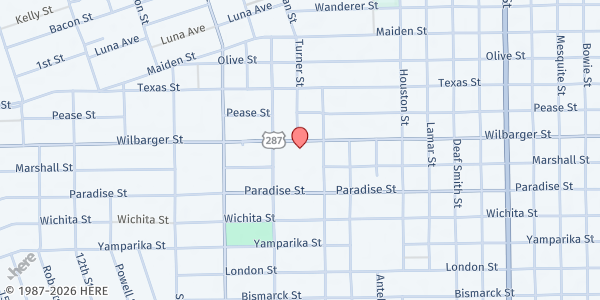 Map showing Wilbarger St Church of Christ at 2515 Wilbarger St, Vernon, TX