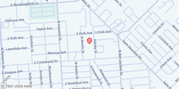 Map showing Crossroads Community Action at 4007 Halsey Street, Victoria, TX
