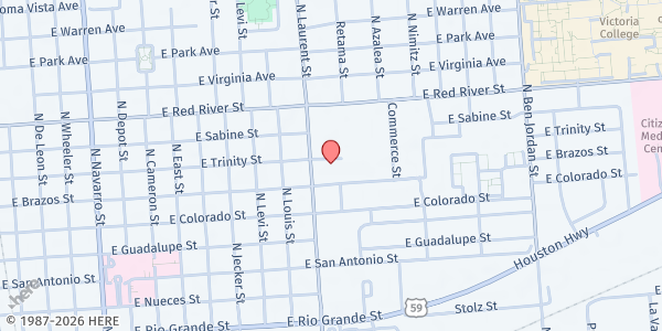 Map showing Golden Crescent Area on Aging - Victoria at 1908 N. Laurent St., Victoria, TX