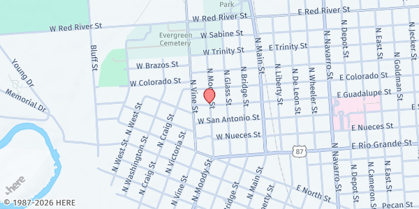Map showing Salvation Army - Victoria at 1501 N Moody St, Victoria, TX