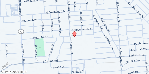 Map showing St. Vincent de Paul - Our Lady of Victory Church at 1508 E. Airline Rd., Victoria, TX