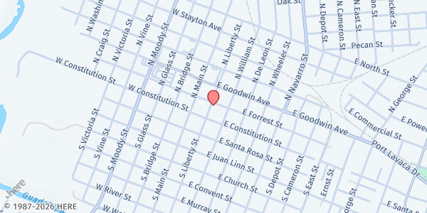 Map showing VCAM (Victoria Christian Assistance Ministries) at 108 N Liberty St, Victoria, TX