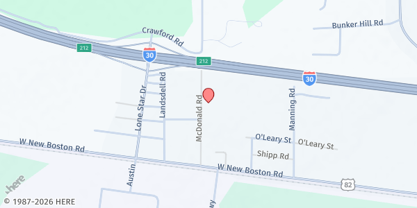 Map showing Victory City Baptist Church at 432 McDonald Rd., Victory City, TX