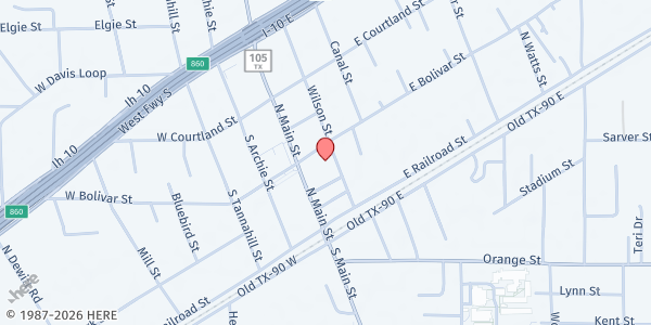 Map showing United Christian Care Center at 293 Wilson St., Vidor, TX