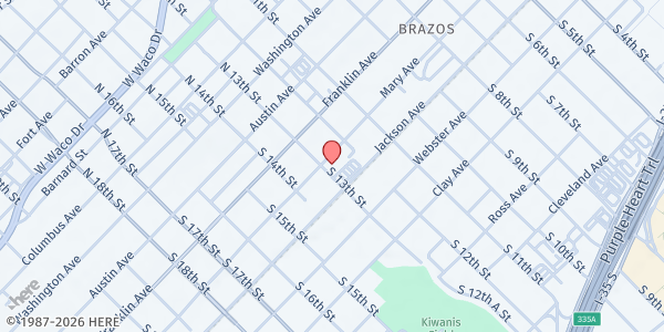 Map showing Acts Church Storehouse Food Pantry at 300 S. 13th St., Waco, TX