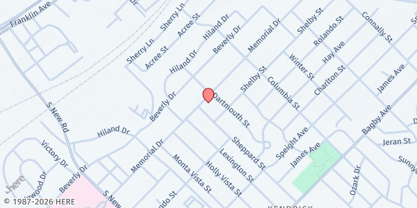 Map showing Family of Faith at 4112 Memorial Dr., Waco, TX