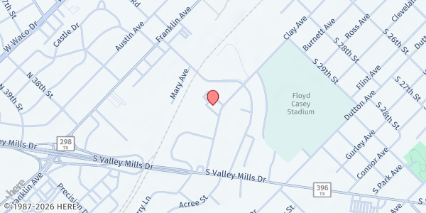 Map showing Hands of Mercy at 3301 Clay Ave., Waco, TX