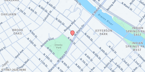 Map showing Meals On Wheels Waco at 501 W. Waco Dr., Waco, TX