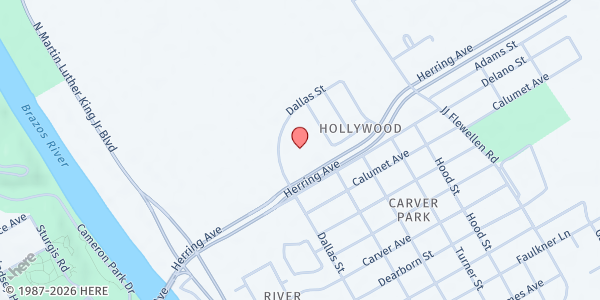 Map showing Second Missionary Baptist Church at 2001 Dallas St., Waco, TX