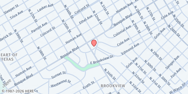 Map showing Shepherd's Heart Pantry - Main Location at 205 S. 26th St., Waco, TX