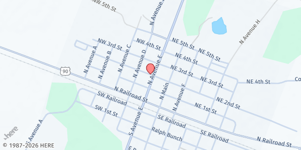 Map showing Right Choice Community Hall at 719 US-90 E, Waelder, TX