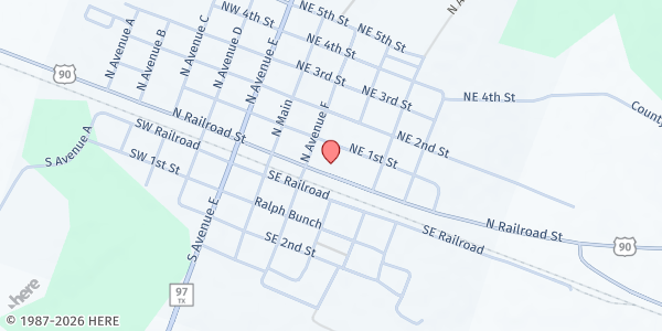 Map showing Right Choice Community Hall at 719 Highway 90 East, Waelder, TX