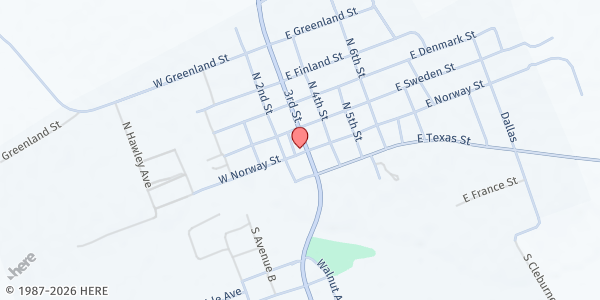 Map showing Walnut Springs Mobile Pantry at 4167 3rd St., Walnut Springs, TX