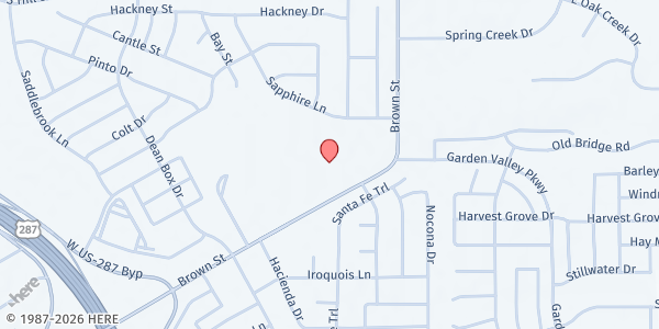 Map showing Brown Street Church of Christ at 2471 Brown St., Waxahachie, TX