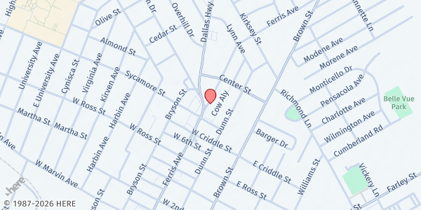 Map showing Waxahachie CARE at 1208 Ferris Ave., Waxahachie, TX