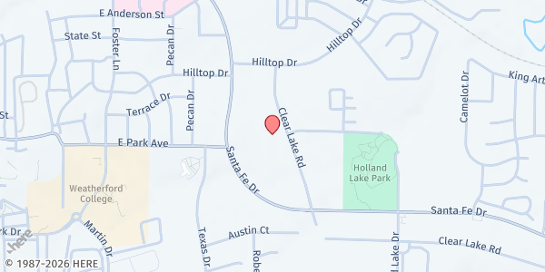 Map showing Center of Hope at 1318 Clear Lake Rd, Weatherford, TX