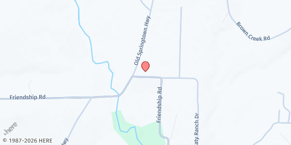 Map showing Friendship Baptist Church at 801 Friendship Rd, Weatherford, TX