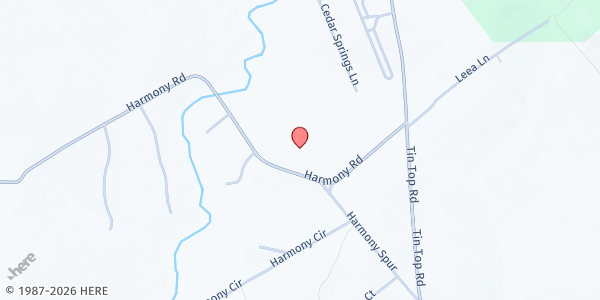 Map showing Harmony Baptist Church at 242 Harmony Rd., Weatherford, TX