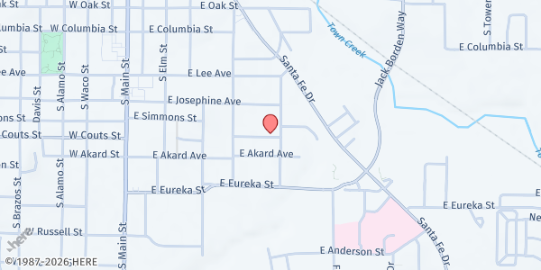 Map showing Manna Storehouse at 129 E Spring Street, Weatherford, TX