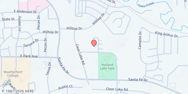 Map showing Parker Co. Committee on Aging Pantry at 1225 Holland Lake Dr, Weatherford, TX